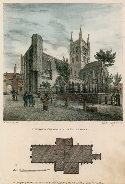 Église Saint-Sauveur, Southwark, Surrey, vue nord-ouest - Charles Burton